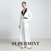 CHU JI小众设计秋冬款黑白极简撞色西装套装白领气质百搭chuji