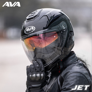 AVA头盔摩托车男女复古双镜片多功能组合盔半盔夏季3/4盔JET