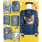 牛仔口袋猫咪动物弹力箱套拉杆箱旅行旅游登机行李箱保护罩18-32