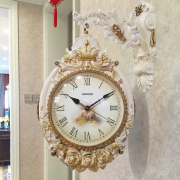家用艺术双面挂钟客厅挂表创意欧式复古静音石英，钟表个性现代时钟