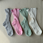 外贸  纯棉女袜中筒袜堆堆袜亲肤舒适糖果色袜子夏季薄款甜美袜子
