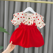 婴儿小裙子夏天0一1岁网红童2女宝宝公主背带裙3小孩短袖套装洋气