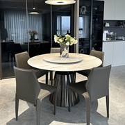 爵士白天然(白天然)大理石，圆餐桌椅组合家用大小户型现代意式轻奢高端圆桌