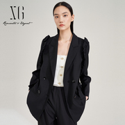 xg雪歌商场同款黑色西装女外套2023秋季休闲上衣XI307018A490