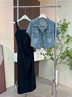 夏季韩版复古牛仔衬衫女设计感polo领时尚百搭显瘦开衫外套潮