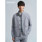 ERDOS 男装羊毛混纺夹克浅灰色立领短款外套口袋装饰轻商务工装风