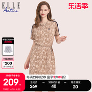 elleactive复古满印字母，连衣裙女夏季2024宽松显瘦直筒裙子