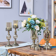 欧式现代简约装饰品玻璃花瓶摆件透明客厅家用干花插花餐桌摆设