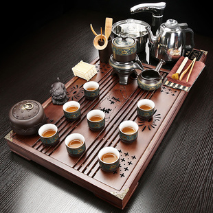 实木茶盘家用茶具套装全自动电磁炉一体复古客厅茶台储水茶几茶杯