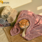 宠物毛毯四季通用保暖菠萝格猫咪垫子猫被子加厚狗狗床垫猫窝睡垫