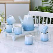 欧式下午茶 纯色渐变简约景德镇陶瓷茶具套装家用带茶盘大容积
