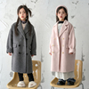 韩国童装高端儿童百分百双面，羊绒呢子大衣男女童，西装领长款外套