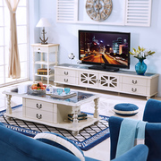 地中海田园客厅家具实木，烤漆茶几电视柜，组合小户美式复古现代简约