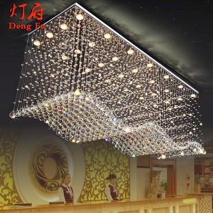 吊线水晶灯长方形客厅餐厅吸顶灯酒店，工程售楼大厅吧台创意简约灯