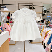 agabang阿卡邦，韩国童装2024春款1女童，蕾丝披肩连衣裙4052