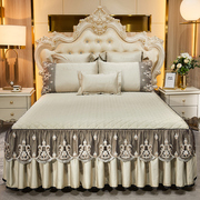 欧式夹棉床裙加厚j纯色床单床罩席梦思防滑床套三件套1.8m2.0米