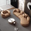 北欧式轻奢客厅真皮圆弧形沙发现代简约设计师酒店科技布转角组合