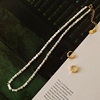 竹影艺术质感高级天然贝母竹节白色，串珠锁骨链，天然石项链(石项链)新中式
