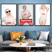 supreme潮流欧美性感女星挂画客厅服装店潮牌工作室办公室装饰画