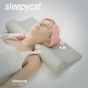 泰国乳胶圆柱颈椎枕小圆枕头，护颈专用助睡眠天然长条圆形糖果枕头