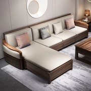 新中式乌金木沙发组合贵妃转角，沙发现代简约全实木住宅家用沙发