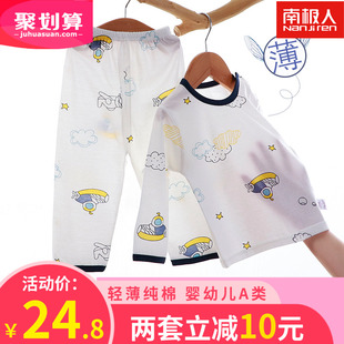 儿童睡衣夏季薄款长袖纯棉，幼儿套装男孩女童婴儿，家居服宝宝空调服