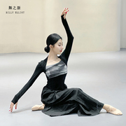 现代舞练功服古典舞衣服女时尚中国舞形体训练服黑色舞蹈上衣