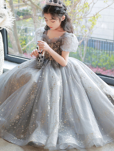 高端女童礼服裙，中大儿童公主裙长款钢琴演出服，主持人花童婚纱裙子