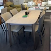 FD503岩板长餐台1.4米现代餐桌香奈儿岩板极简时尚小餐台一桌四椅