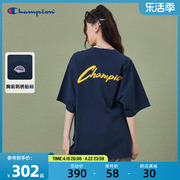 Champion冠军T恤女2024春夏后背胶印logo纯棉情侣短袖上衣男