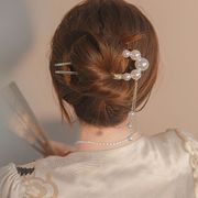 高级感流苏珍珠u型发簪，简约气质低丸子头，盘发神器发钗后脑勺头饰
