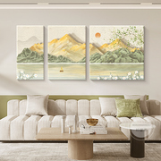 北欧客厅装饰画背有靠山沙发背景墙挂画现代简约三联画山水风景画