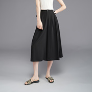 娅丽达2024年夏季女装，黑色高腰雪纺裙裤七分阔腿裤dn2535