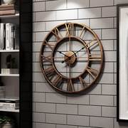 欧式铁艺壁挂钟表超大号创意美式咖啡厅客厅复古墙面装饰时钟