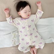 婴儿衣服春夏长袖，薄款莫代尔冰丝婴幼儿居家睡衣爬服宝宝连体衣