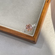 一克拉帕帕拉恰粉s925纯银戒指7*9培育高碳钻人工彩宝镶嵌饰品
