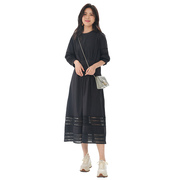 莫里茉品牌同款高端重工设计镂空蕾丝黑色，连衣裙气质纯色长裙