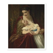 印花法国DMC十字绣套件 欧式名画油画人物客厅卧室装饰画母女情深