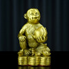 纯铜猴子摆件 抱桃子猴十二生肖猴工艺品摆设 招财客厅中式装饰品
