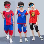 童装男童夏装短袖套装 蜘蛛侠超人中大童运动套装纯棉儿童2件套
