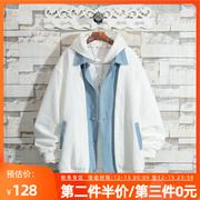 btmg白糖玫瑰24设计感假两件华夫格翻领外套男白色，简约韩版夹克潮
