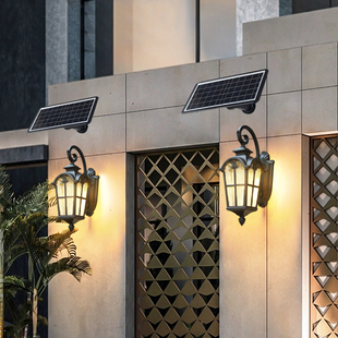 太阳能壁灯欧式仿古外置太阳能板超亮过道走廊庭院灯防水外墙壁灯