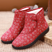 老北京布鞋女鞋冬季防寒保暖加绒女棉靴民族，风复古中老年妈妈棉靴