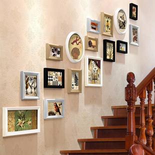 欧式楼梯照片墙 创意小楼道挂墙相框组合相片墙 小众结婚