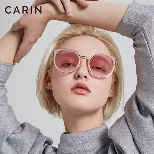 CARIN秀智同款Victoria猫眼墨镜渐变粉色精致优雅圆框防晒太阳镜