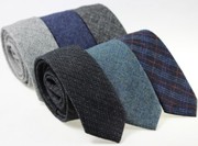 男士韩版窄版6cm英伦复古羊毛领带灰色 5cm正装商务黑色小领带潮
