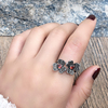 食指戒指女夸张大个性，复古花朵日韩潮人时尚，巴洛克镶钻指环装饰品