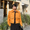 秋季韩版设计感鹿皮绒铆钉，装饰短款小众夹克，外套男时尚洋气上衣潮