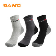 3双装SANTO/山拓自行车户外徒步登山袜 速干袜子男款半厚毛圈