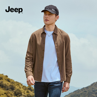 Jeep吉普长袖衬衫2025新款男士休闲潮牌衬衣春秋季外套
